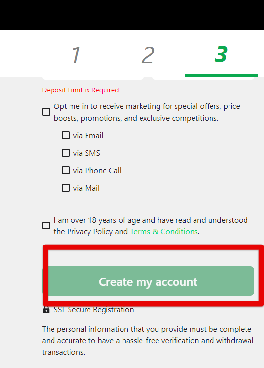 Click “Create My Account”